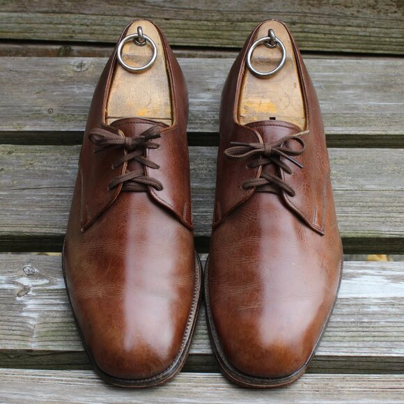 VTG 80s Church's Brown Plain Toe Derby, Men's size 8 F(wide) US, Made in England - Picture 3 of 13